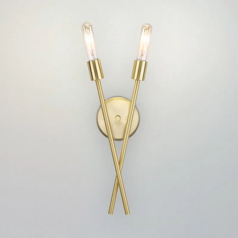 UHP4429 Mid Century Modern Indoor Wall Sconce, 17-3/4''H x 3-7/8"W x 7-1/4''D, Satin Brass Finish, Miami Collection — Urban Ambiance LED Wall Lights 60.0W 3000K