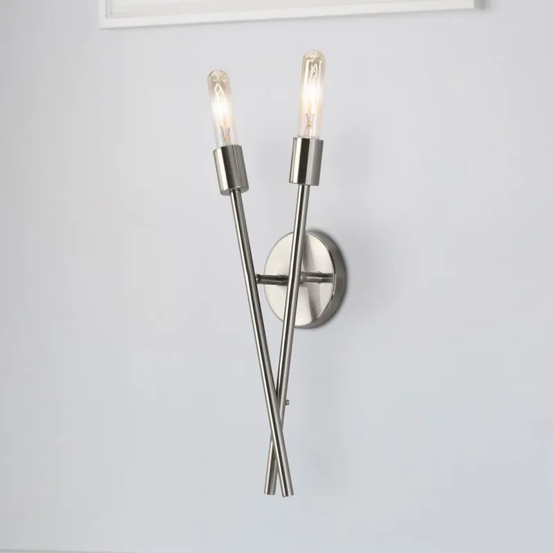 UHP4428 Mid Century Modern Indoor Wall Sconce, 17-3/4''H x 3-7/8"W x 7-1/4''D, Brushed Nickel Finish, Miami Collection — Urban Ambiance LED Wall Lights 60.0W 3000K
