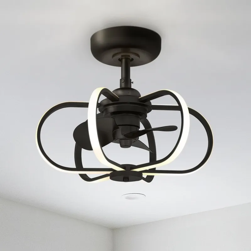 UQL9060 Modern Indoor Ceiling Fan, 16.25''H x 19.75''W x 19.75''D, Matte Black Finish, Bendigo Collection — Urban Ambiance LED Post Top Lights 8.0W 3000K