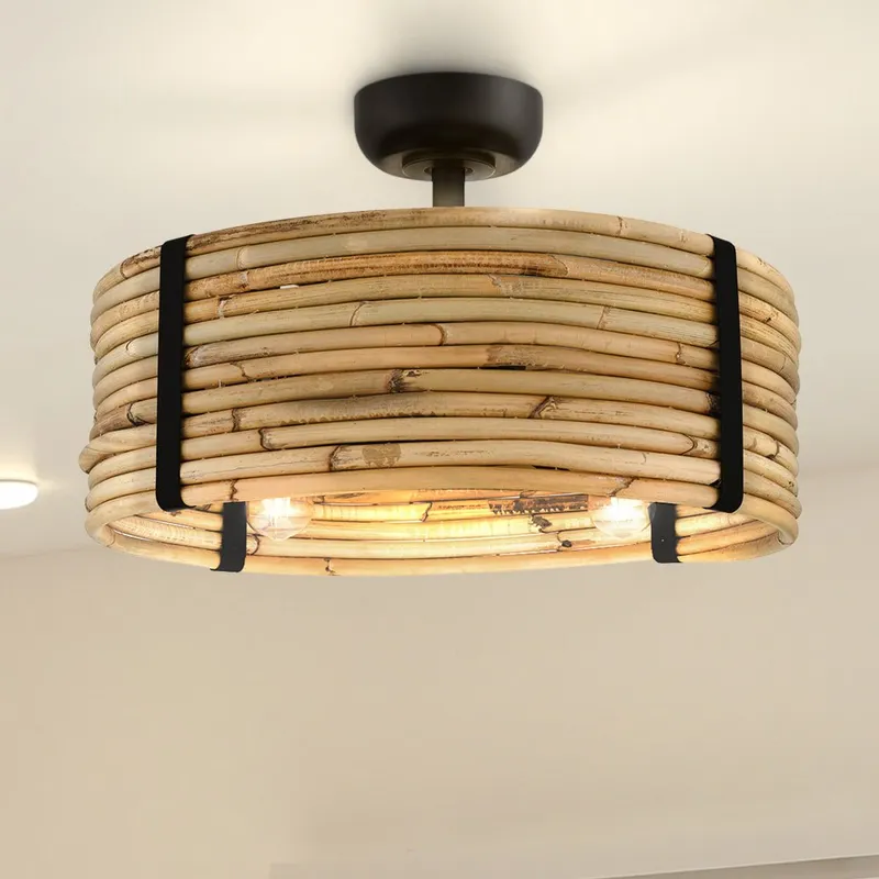 UQL9050 Natural Indoor Ceiling Fan, 9.5''H x 22''W x 22''D, Matte Black Finish, Bendigo Collection — Urban Ambiance LED Post Top Lights 8.0W 3000K