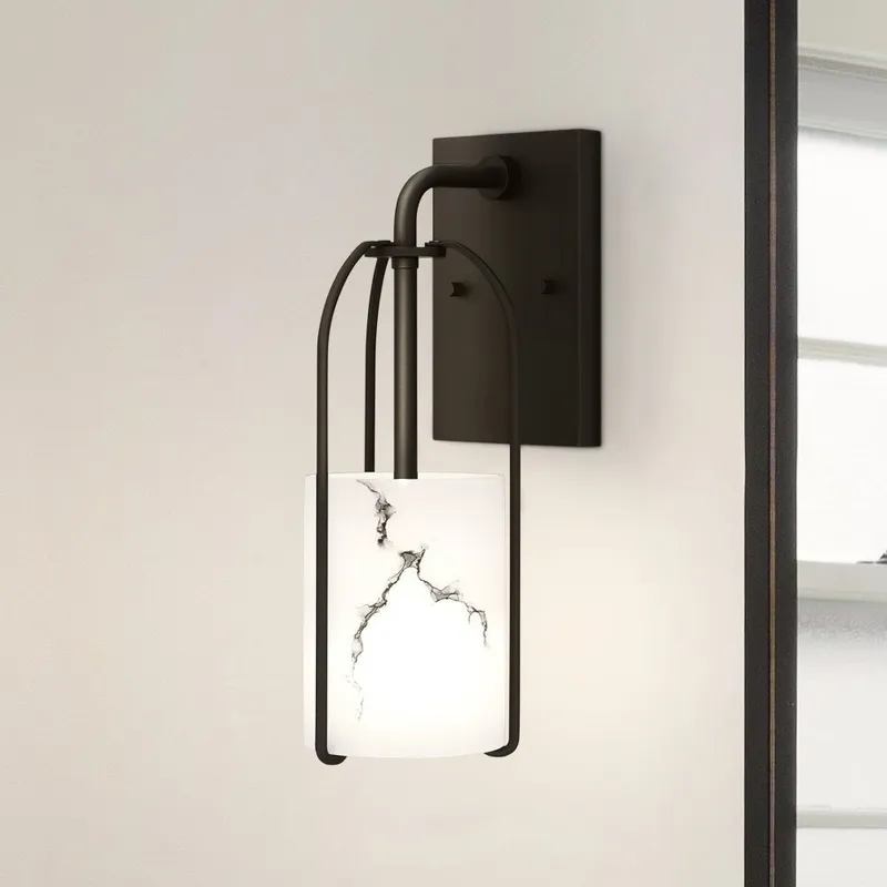 UQL5352 Transitional Indoor Wall Sconce, 13.5''H x 4.5''W x 6.5''D, Matte Black Finish, Kempten Collection — Urban Ambiance LED Wall Lights 100.0W 3000K