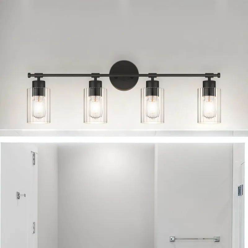 UQL5292 Modern Indoor Bath Light, 10.25''H x 32.5''W x 6.25''D, Matte Black Finish, Canberra Collection — Urban Ambiance LED Linear Lights 100.0W 3000K