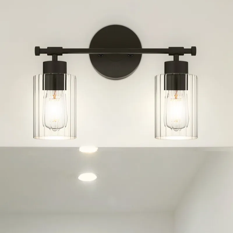 UQL5290 Modern Indoor Bath Light, 10.25''H x 15''W x 6.25''D, Matte Black Finish, Canberra Collection — Urban Ambiance LED Smart & Connected Lighting 100.0W 3000K