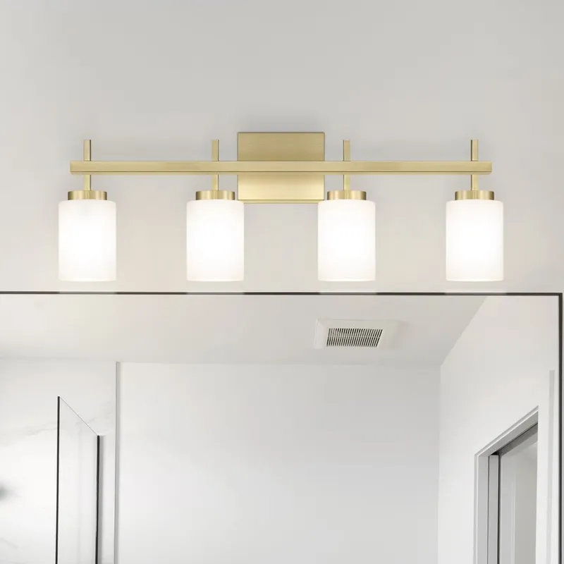 UQL5181 Minimalist Indoor Bath Light, 10.00''H x 31.00''W x 6.00''D, Satin Brass Finish, Stade Collection — Urban Ambiance LED Linear Lights 8.0W 3000K