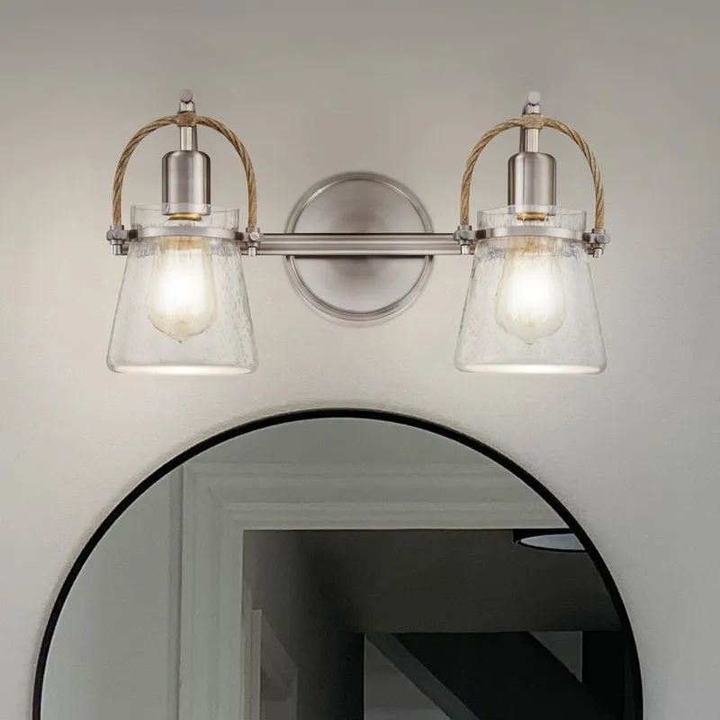 UQL5110 Transitional Indoor Bath Light, 9.00''H x 16.00''W x 6.75''D, Brushed Nickel Finish, Dresden Collection — Urban Ambiance LED Smart & Connected Lighting 100.0W 3000K