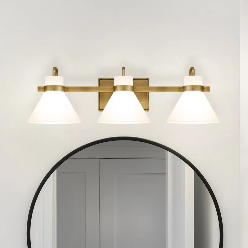 UQL5052 Luxe Industrial Indoor Bath Light, 4.50''H x 25.00''W x 8.50''D, Weathered Brass Finish, Langdon Collection — Urban Ambiance LED Linear Lights 100.0W 3000K