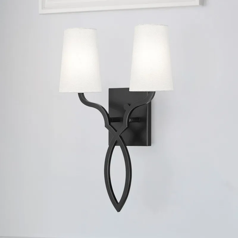 UQL5043 Mediterranean Indoor Wall Sconce, 18.00''H x 12.00''W x 5.00''D, Matte Black Finish, Rugby Collection — Urban Ambiance LED Wall Lights 40.0W 3000K