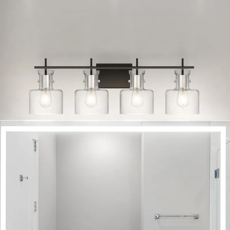 UQL4972 Modern Indoor Bath Light, 10.25''H x 32.00''W x 7.50''D, Matte Black Finish, Fordville Collection — Urban Ambiance LED Linear Lights 100.0W 3000K
