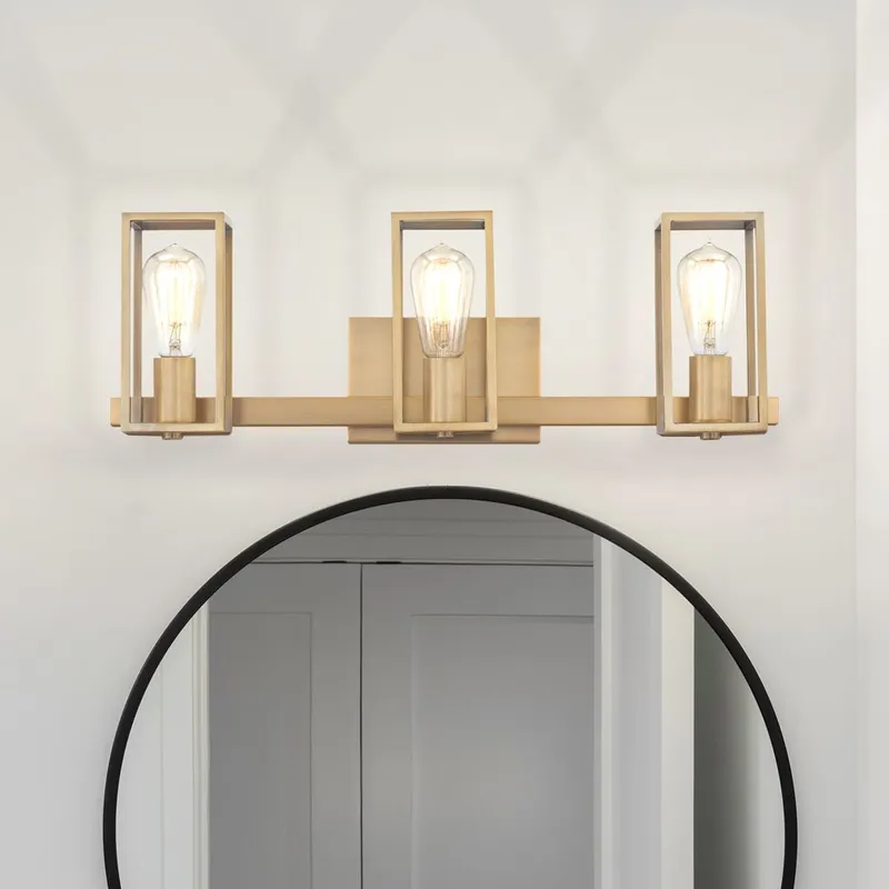 UQL4884 Mid Century Modern Indoor Bath Light, 7.75''H x 24.00''W x 5.25''D, Weathered Brass Finish, Langley Collection — Urban Ambiance LED Linear Lights 100.0W 3000K