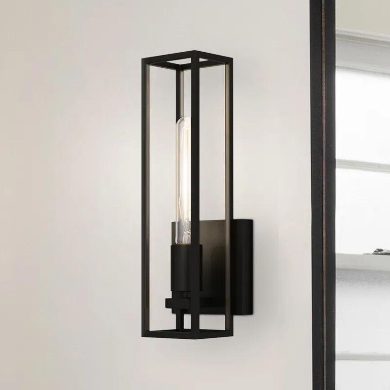 UQL4880 Mid Century Modern Indoor Wall Sconce, 13.75''H x 4.75''W x 4.00''D, Matte Black Finish, Langley Collection — Urban Ambiance LED Wall Lights 100.0W 3000K