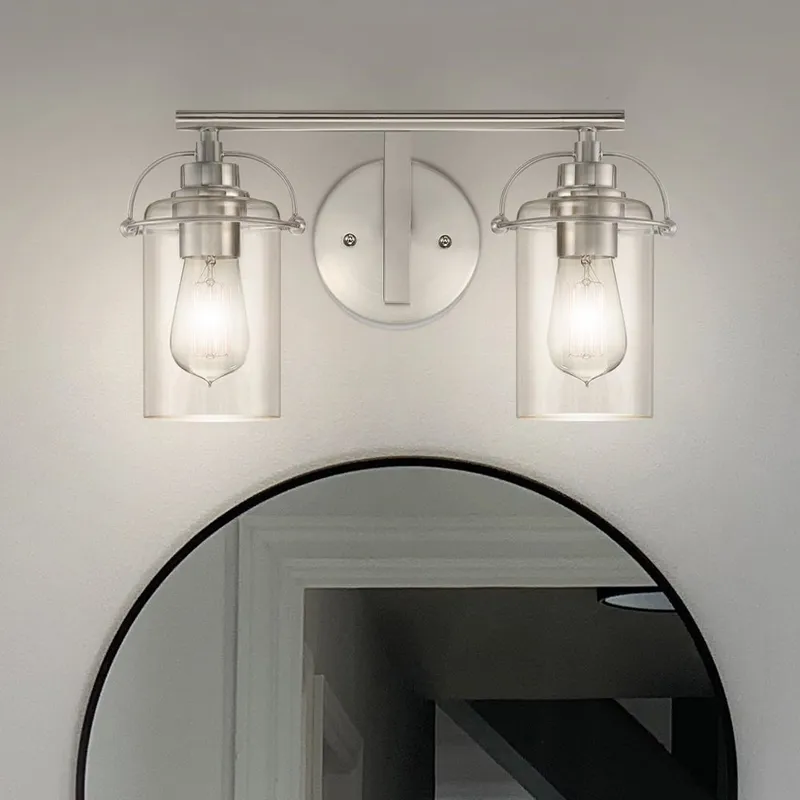 UQL4735 Transitional Indoor Bath Light, 8.75''H x 16.00''W x 6.75''D, Brushed Nickel Finish, Ripley Collection — Urban Ambiance LED Smart & Connected Lighting 100.0W 3000K
