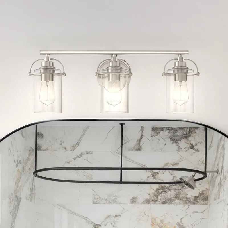 UQL4733 Transitional Indoor Bath Light, 8.75''H x 24.00''W x 6.75''D, Brushed Nickel Finish, Ripley Collection — Urban Ambiance LED Linear Lights 100.0W 3000K