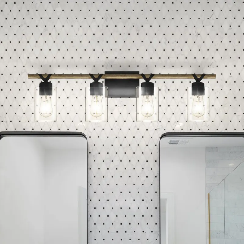 UQL4690 Modern Farmhouse Indoor Bath Light, 8.50''H x 32.00''W x 5.75''D, Matte Black Finish, Towner Collection — Urban Ambiance LED Linear Lights 100.0W 3000K