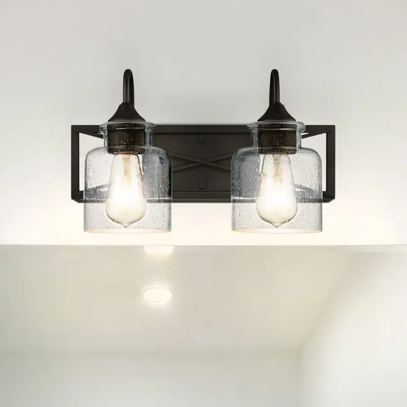 UQL4540 Contemporary Indoor Bath Light, 9.25''H x 15.75''W x 7.25''D, Matte Black Finish, Kassel Collection — Urban Ambiance LED Smart & Connected Lighting 100.0W 3000K