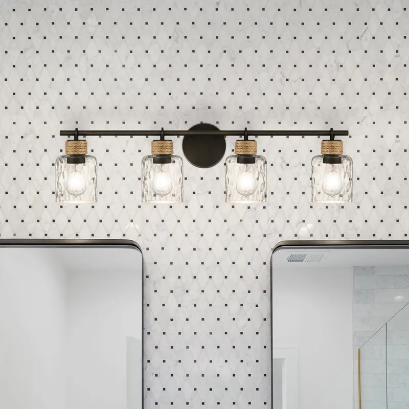 UQL4522 Coastal Indoor Bath Light, 9.25''H x 33.75''W x 5.75''D, Matte Black Finish, Lancaster Collection — Urban Ambiance LED Linear Lights 100.0W 3000K