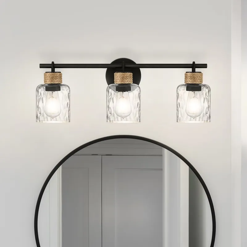 UQL4520 Coastal Indoor Bath Light, 9.25''H x 24.00''W x 5.75''D, Matte Black Finish, Lancaster Collection — Urban Ambiance LED Linear Lights 100.0W 3000K