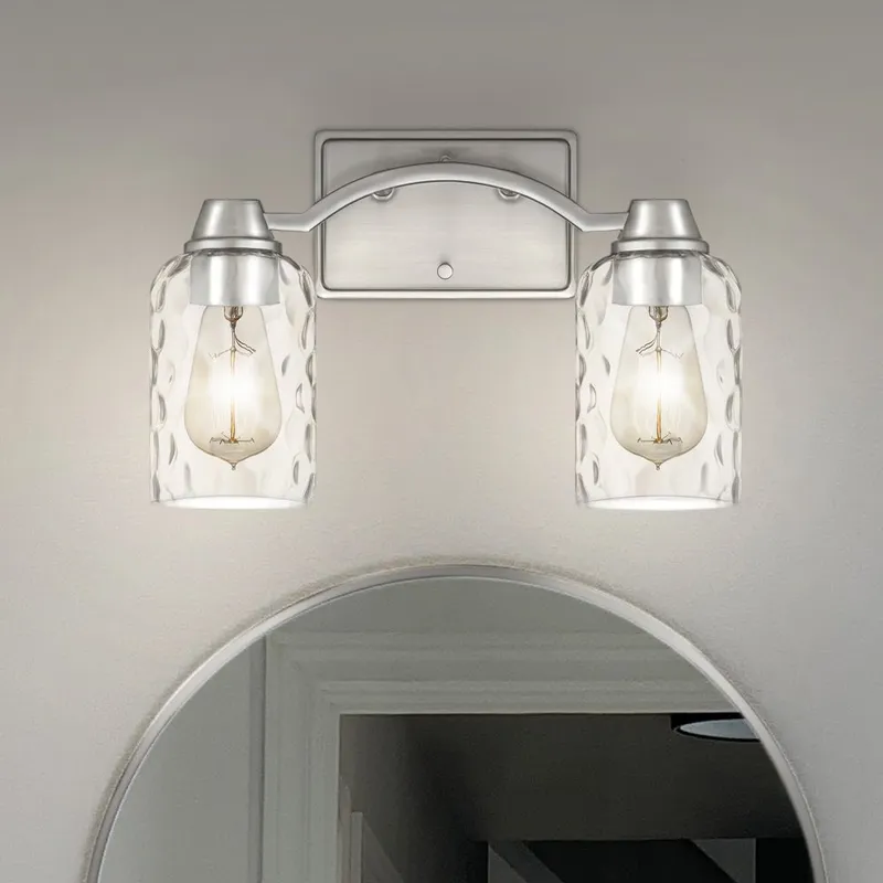UQL4420 Classic Indoor Bath Light, 9.00''H x 14.00''W x 6.50''D, Brushed Nickel Finish, Ravensburg Collection — Urban Ambiance LED Smart & Connected Lighting 100.0W 3000K