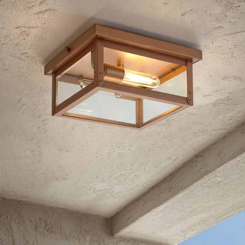 UHP1531 Modern Farmhouse Outdoor Ceiling Light, 5-1/2''H x 12-3/8"W x 12-3/8''D, Antique Copper Finish, Darwin Collection — Urban Ambiance LED Post Top Lights 60.0W 3000K