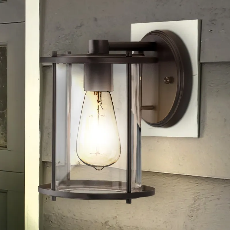 UHP1525 Farmhouse Outdoor Wall Sconce, 9-1/2''H x 7-3/4"W x 6-1/2''D, Antique Bronze Finish, Bankstown Collection — Urban Ambiance LED Wall Lights 100.0W 3000K