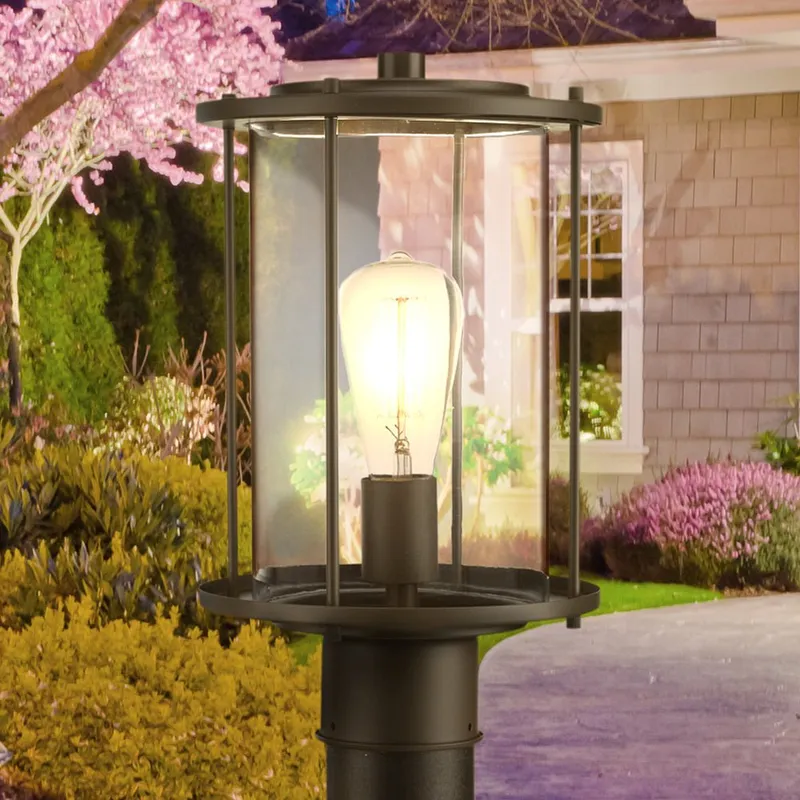 UHP1521 Farmhouse Outdoor Post Light, 13-1/2''H x 8"W x 8''D, Matte Black Finish, Bankstown Collection — Urban Ambiance LED Lighting Controls 100.0W 3000K