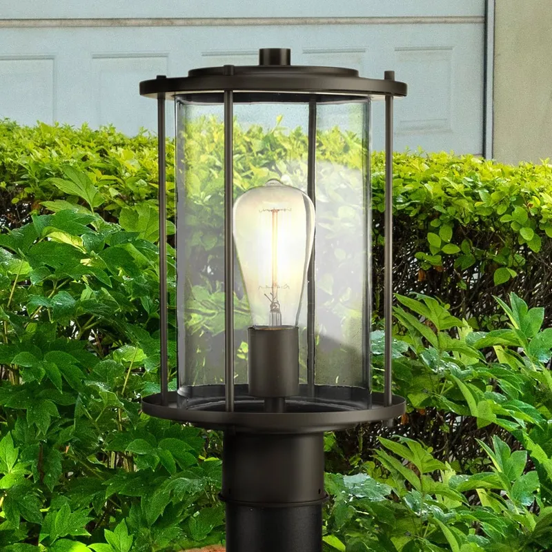 UHP1520 Farmhouse Outdoor Post Light, 13-1/2''H x 8"W x 8''D, Antique Bronze Finish, Bankstown Collection — Urban Ambiance LED Lighting Controls 100.0W 3000K