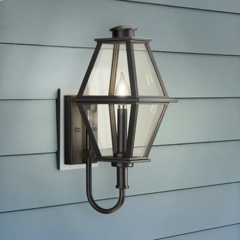 UHP1514 Vintage Outdoor Wall Sconce, 18-1/8''H x 8-1/2"W x 7-1/4''D, Textured Black Finish, Solingen Collection — Urban Ambiance LED Wall Lights 60.0W 3000K
