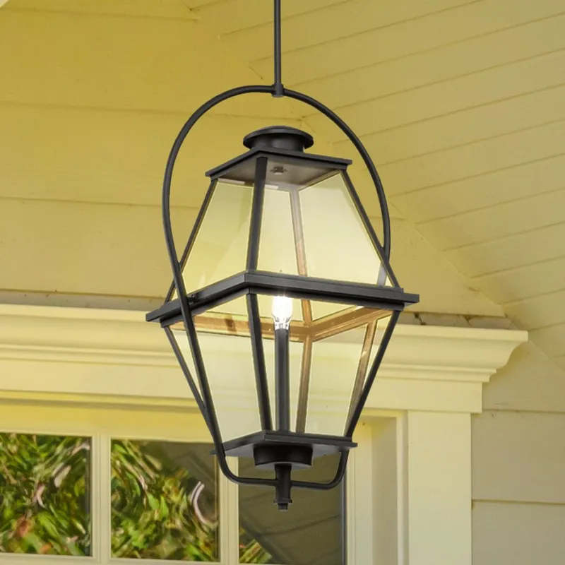 UHP1512 Vintage Outdoor Pendant, 25-5/8''H x 12"W x 12''D, Textured Black Finish, Solingen Collection — Urban Ambiance LED Landscape Lights 60.0W 3000K