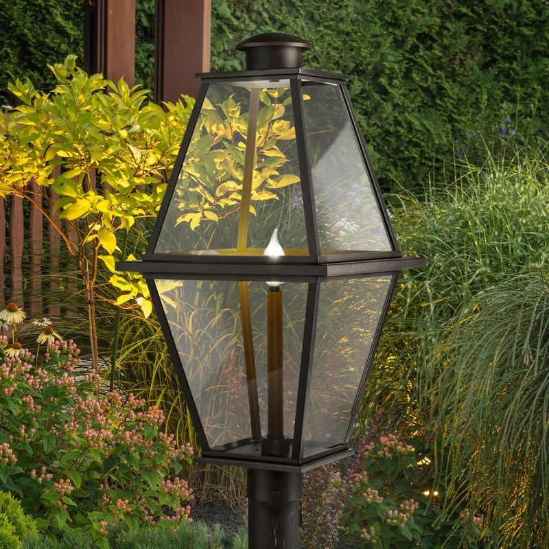 UHP1510 Vintage Outdoor Post Light, 25-1/4''H x 12-3/4"W x 12-3/4''D, Textured Black Finish, Solingen Collection — Urban Ambiance LED Lighting Controls 60.0W 3000K