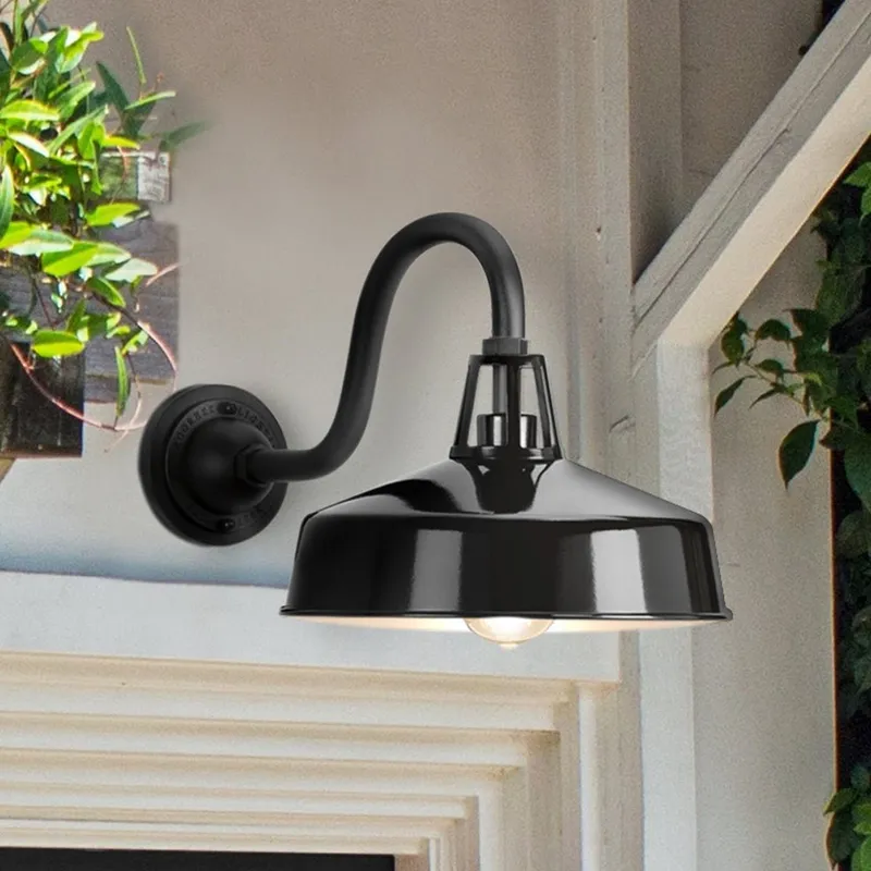 UHP1503 Industrial Outdoor Wall Sconce, 11-1/4''H x 21-5/8"W x 13-1/4''D, Gloss Black Finish, Gary Collection — Urban Ambiance LED Wall Lights 100.0W 3000K