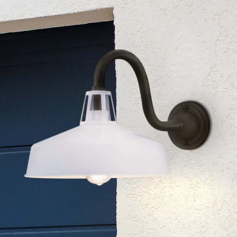 UHP1502 Industrial Outdoor Wall Sconce, 11-1/4''H x 21-5/8"W x 13-1/4''D, White Finish, Gary Collection — Urban Ambiance LED Wall Lights 100.0W 3000K