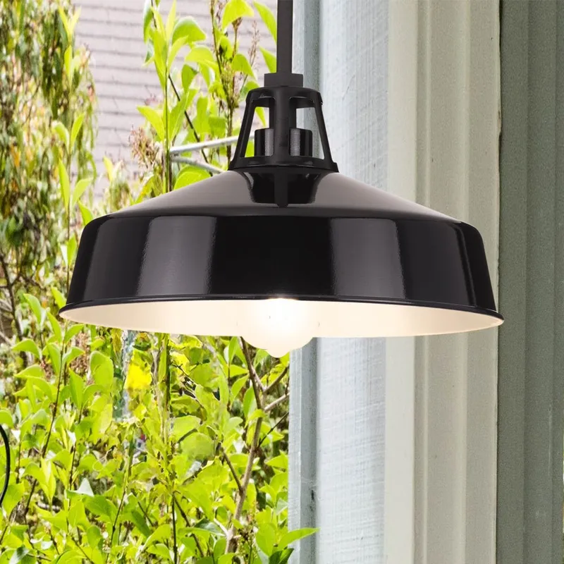 UHP1500 Industrial Outdoor Pendant, 7-1/2''H x 13-1/89"W x 13-1/89''D, Black Finish, Gary Collection — Urban Ambiance LED Landscape Lights 100.0W 3000K