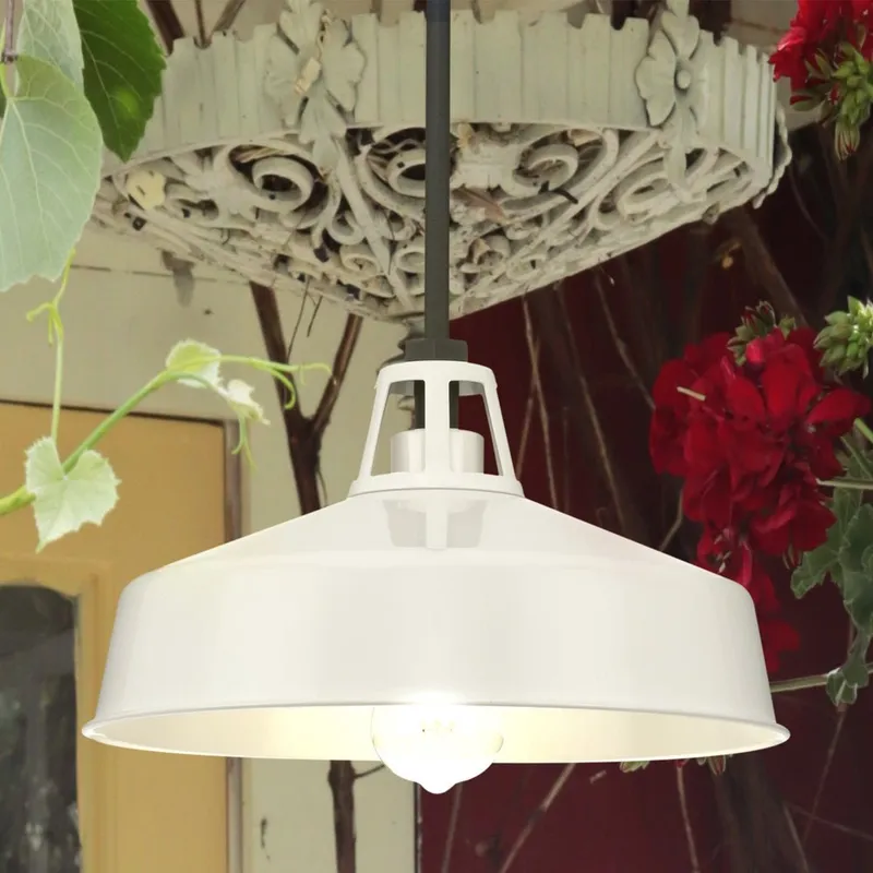 UHP1499 Industrial Outdoor Pendant, 7-1/2''H x 13-1/89"W x 13-1/89''D, White Finish, Gary Collection — Urban Ambiance LED Landscape Lights 100.0W 3000K