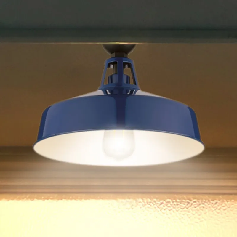UHP1498 Industrial Outdoor Ceiling Light, 9-1/2''H x 13-1/4"W x 13-1/4''D, Navy Finish, Gary Collection — Urban Ambiance LED Post Top Lights 100.0W 3000K