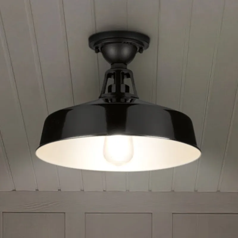 UHP1494 Industrial Outdoor Ceiling Light, 9-1/2''H x 13-1/4"W x 13-1/4''D, Gloss Black Finish, Gary Collection — Urban Ambiance LED Post Top Lights 100.0W 3000K