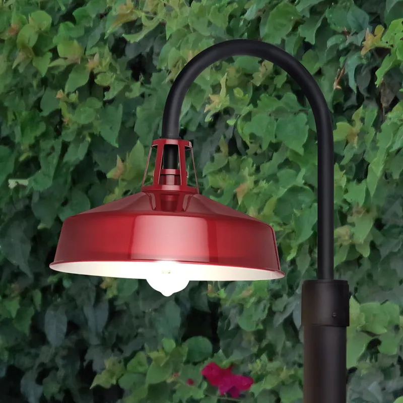 UHP1492 Industrial Outdoor Post Light, 17''H x 18-1/2"W x 13-1/4''D, Red Finish, Gary Collection — Urban Ambiance LED Lighting Controls 100.0W 3000K