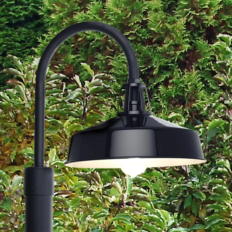UHP1491 Industrial Outdoor Post Light, 17''H x 18-1/2"W x 13-1/4''D, Gloss Black Finish, Gary Collection — Urban Ambiance LED Lighting Controls 100.0W 3000K