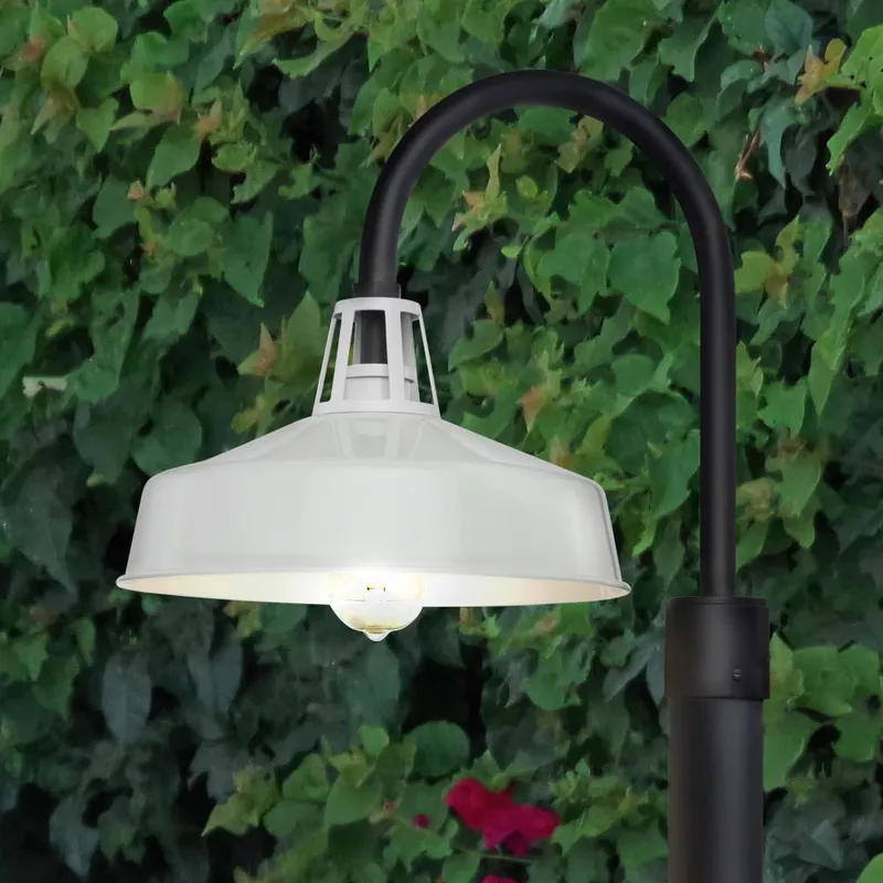 UHP1490 Industrial Outdoor Post Light, 17''H x 18-1/2"W x 13-1/4''D, White Finish, Gary Collection — Urban Ambiance LED Lighting Controls 100.0W 3000K