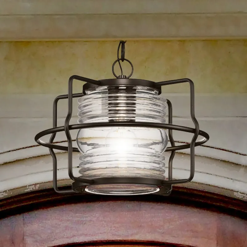 UHP1471 Coastal Outdoor Pendant, 9-5/8''H x 13"W x 13''D, Matte Black Finish, Laramie Collection — Urban Ambiance LED Landscape Lights 100.0W 3000K
