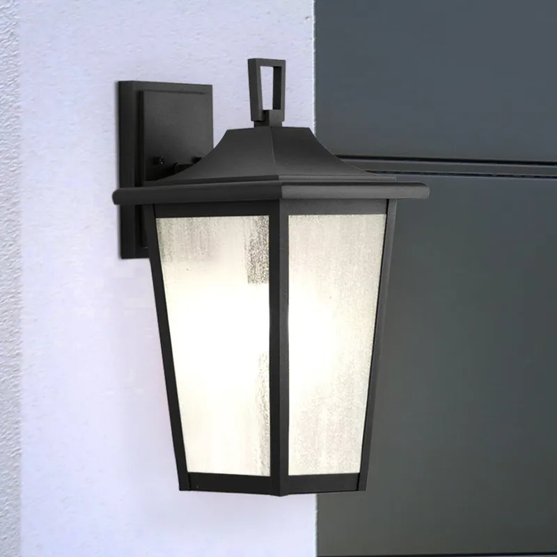 UHP1457 Traditional Outdoor Wall Sconce, 18-7/8''H x 11-3/4"W x 10''D, Textured Black Finish, Rolla Collection — Urban Ambiance LED Wall Lights 100.0W 3000K