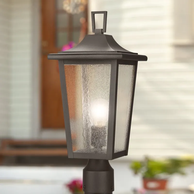 UHP1451 Traditional Outdoor Post Light, 18-1/2''H x 8"W x 8''D, Textured Black Finish, Rolla Collection — Urban Ambiance LED Lighting Controls 100.0W 3000K
