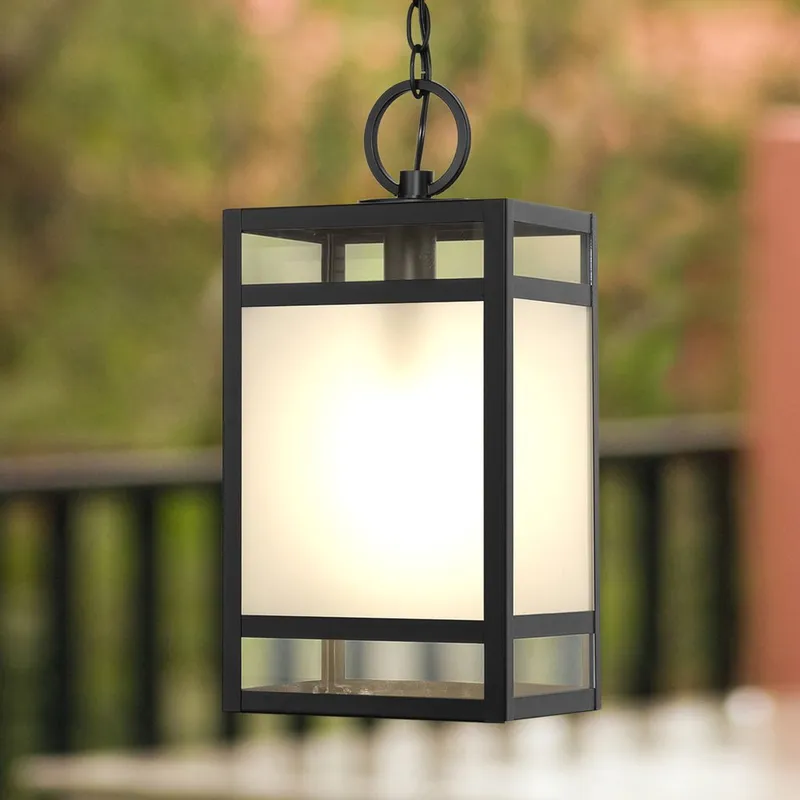 UHP1441 Classic Outdoor Pendant, 18''H x 8-3/8"W x 8-3/8''D, Matte Black Finish, Linton Collection — Urban Ambiance LED Landscape Lights 60.0W 3000K