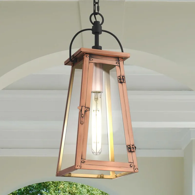 UQL10054 Vintage Outdoor Pendant, 19.75''H x 7''W x 7''D, Aged Copper Finish, Oslo Collection — Urban Ambiance LED Landscape Lights 100.0W 3000K