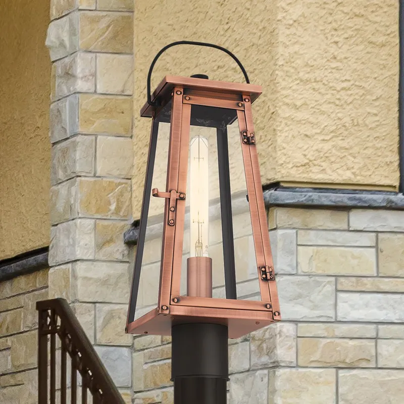 UQL10053 Vintage Outdoor Post Light, 20.5''H x 7''W x 7''D, Aged Copper Finish, Oslo Collection — Urban Ambiance LED Lighting Controls 100.0W 3000K