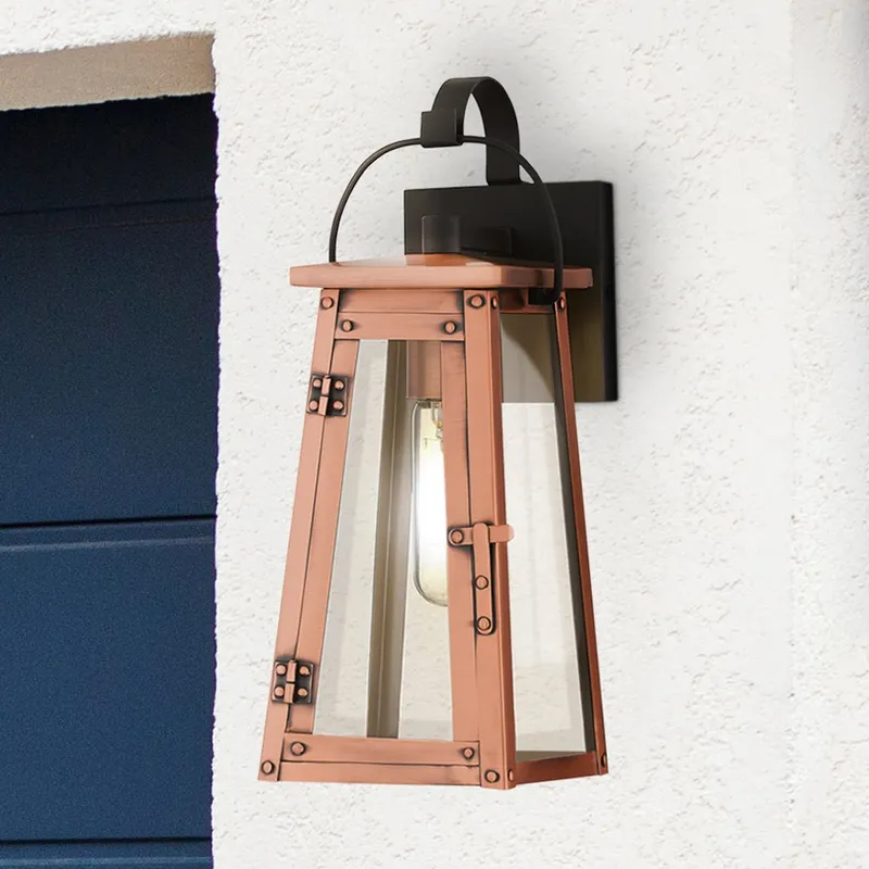 UQL10050 Vintage Outdoor Wall Sconce, 14''H x 5.25''W x 6.25''D, Aged Copper Finish, Oslo Collection — Urban Ambiance LED Wall Lights 100.0W 3000K