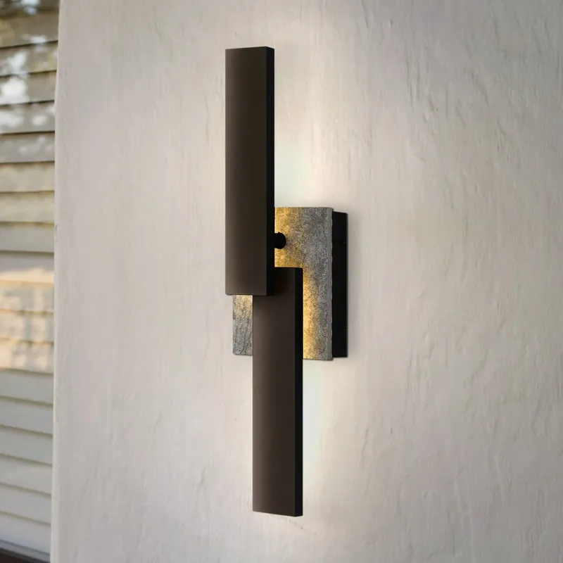 UQL10020 Modern Outdoor Wall Sconce, 18''H x 4.5''W x 3.5''D, Earth Black Finish, Laredo Collection — Urban Ambiance LED Wall Lights 8.0W 3000K