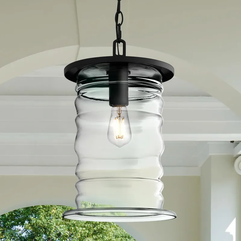 UQL10013 Classic Outdoor Pendant, 17.25''H x 10.5''W x 10.5''D, Matte Black Finish, Dayton Collection — Urban Ambiance LED Landscape Lights 100.0W 3000K