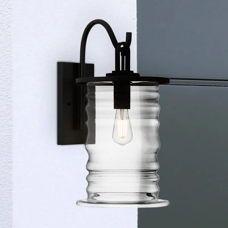 UQL10012 Classic Outdoor Wall Sconce, 21''H x 10.5''W x 14''D, Matte Black Finish, Dayton Collection — Urban Ambiance LED Wall Lights 100.0W 3000K