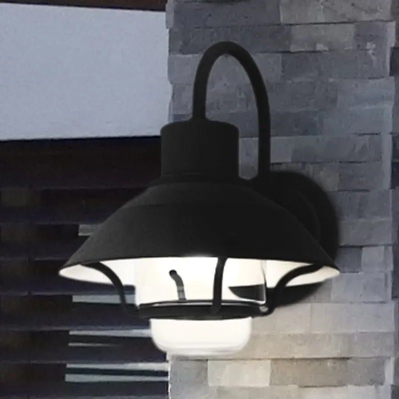 UQL1971 Utilitarian Outdoor Wall Sconce, 13''H x 11''W x 12.25''D, Mottled Black Finish, Logan Collection — Urban Ambiance LED Wall Lights 60.0W 3000K