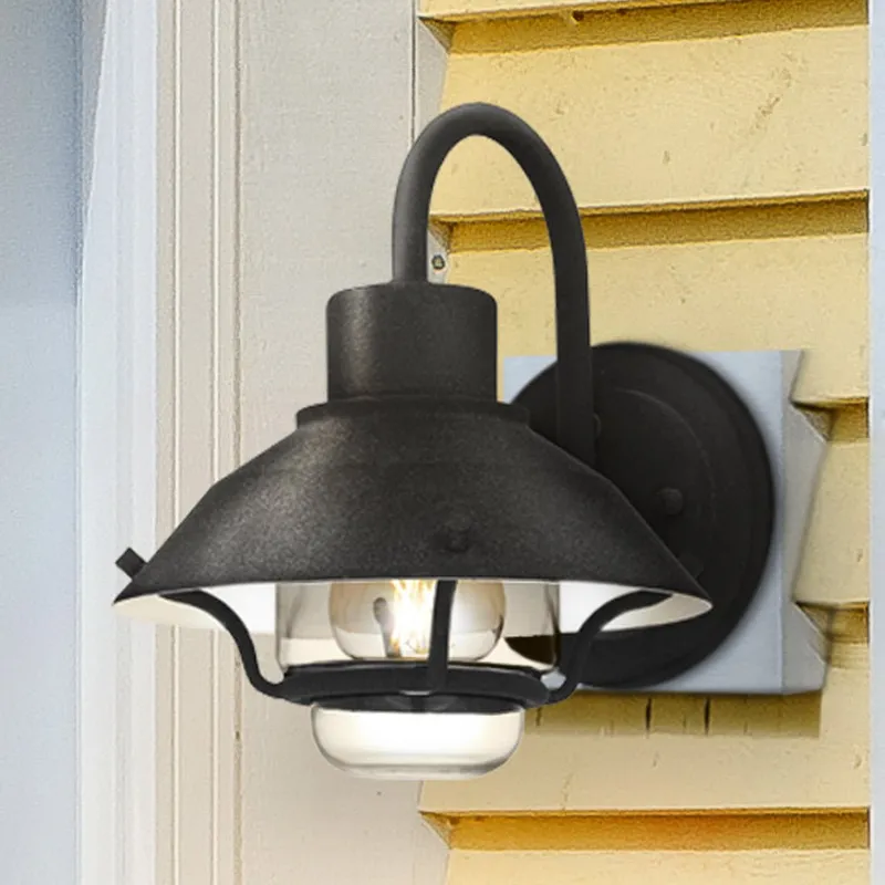 UQL1970 Utilitarian Outdoor Wall Sconce, 9.5''H x 8''W x 9.25''D, Mottled Black Finish, Logan Collection — Urban Ambiance LED Wall Lights 60.0W 3000K