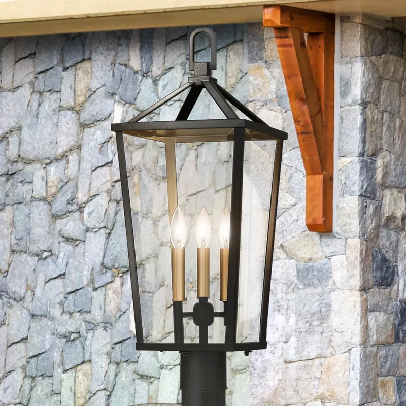 UQL1964 Urban Loft Outdoor Post Light, 25.25''H x 9.5''W x 9.5''D, Matte Black Finish, Ulm Collection — Urban Ambiance LED Lighting Controls 60.0W 3000K